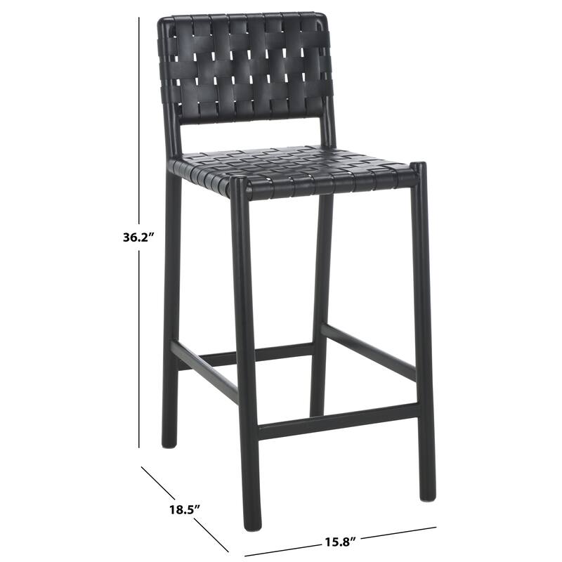 SAFAVIEH Couture Jeremiah Woven Leather 26-inch Counter Stool - 16"W x 19"D x 36"H