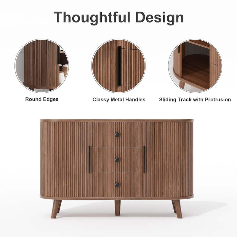 Meyreso Fluted Sideboard Buffet Cabinet with Storage