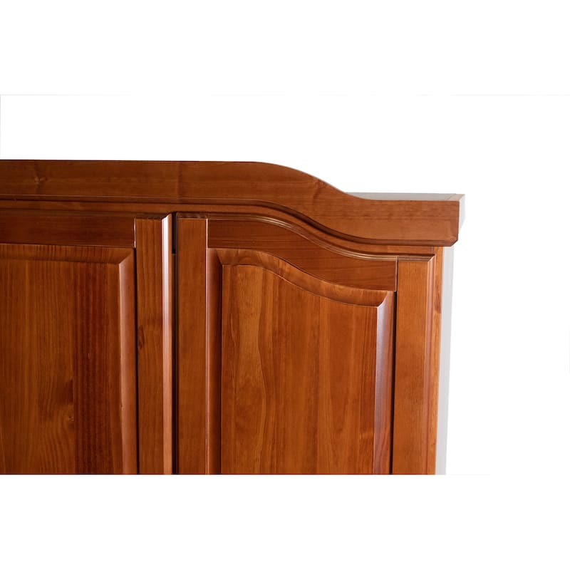 100% Solid Wood Kyle 4-Door Wardrobe Armoire with Mirrored Doors