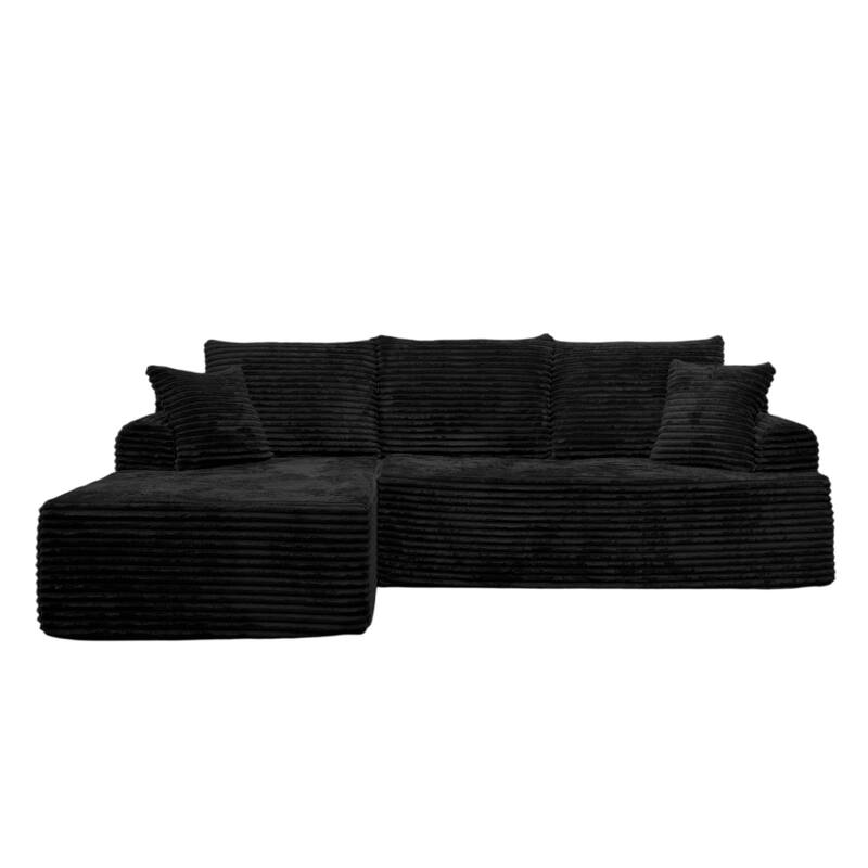 L-Shaped Corner Sectional Sofa Set with Side Chaise Lounge, Soft Foam Cushion Modular Sofa Corduroy Leisure Couch