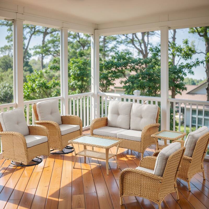 Outdoor Loveseat Sofa Patio Chairs with Swivel Chairs