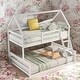 preview thumbnail 1 of 7, Modern Twin Over Full Separate House Bunk Bed With Built-in Ladder,Sturdy Pine Wood Frame White