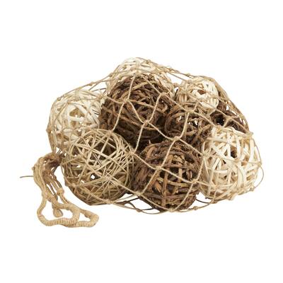 Dried Plant Handmade Orbs & Vase Filler with Fishnet Bag - Beige - Roche River Decor