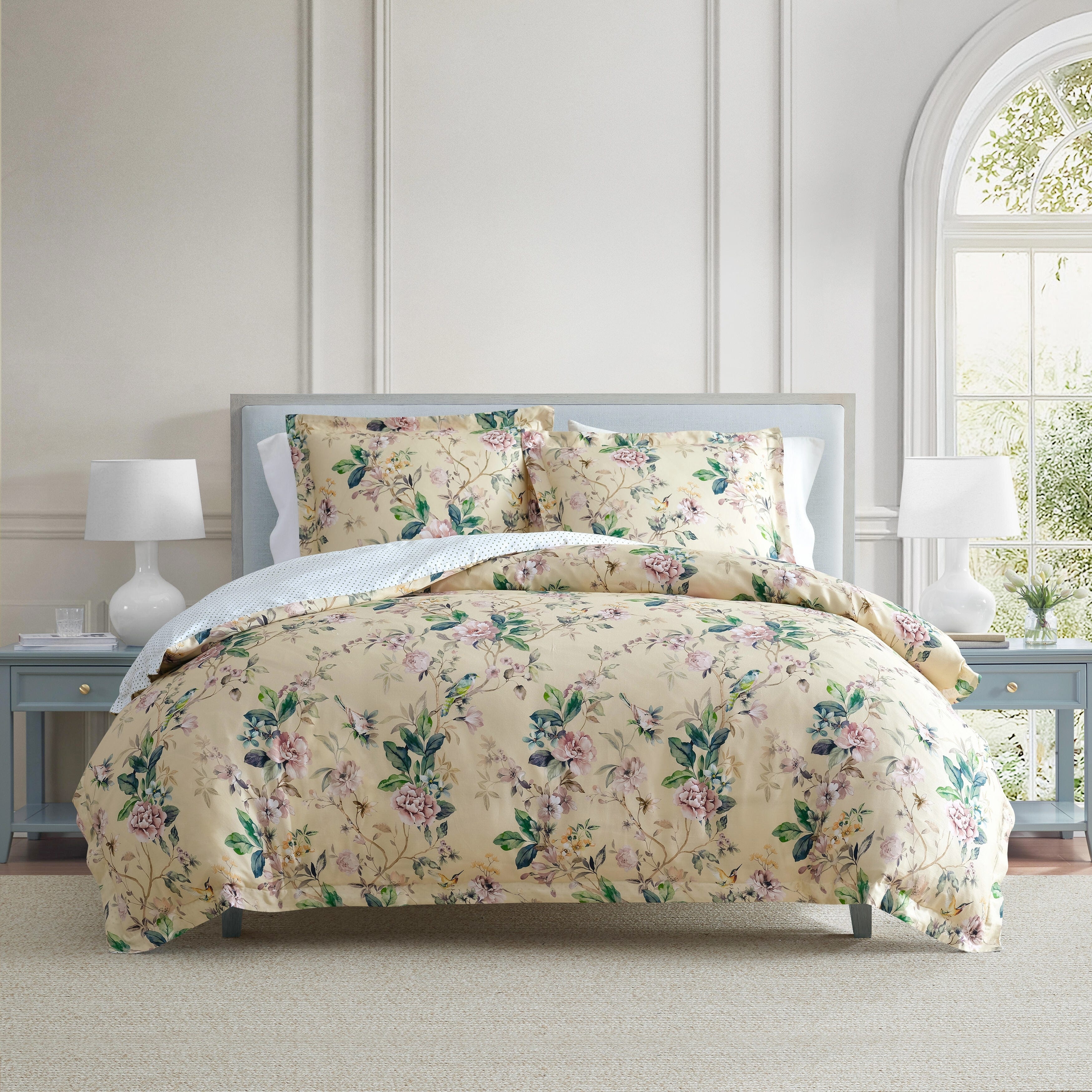 Laura Ashley Chloe Blue Cotton Duvet Cover Reversible Set