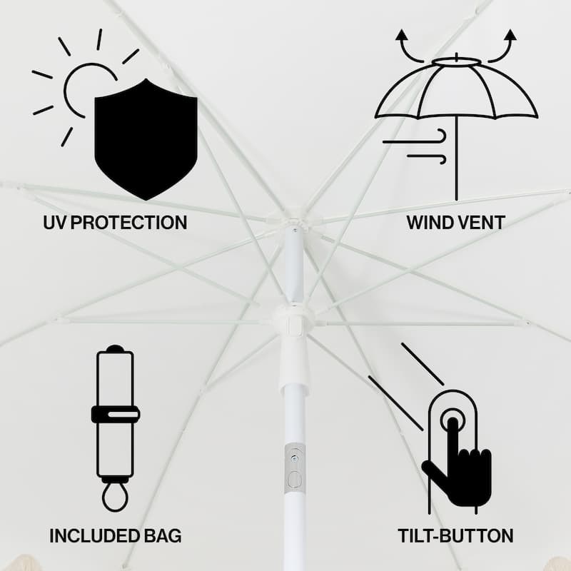 Mariner 6.5ft Classic Fringe Umbrella w/ Tilt & Bag