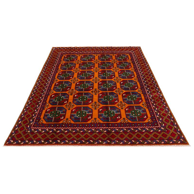 ECARPETGALLERY Hand-knotted Uzbek Kargahi Burnt Orange Wool Rug - 8'4 x 11'9