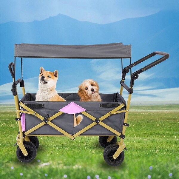 Push & Pull Utility Folding Wagon with Removable Canopy - Bed Bath