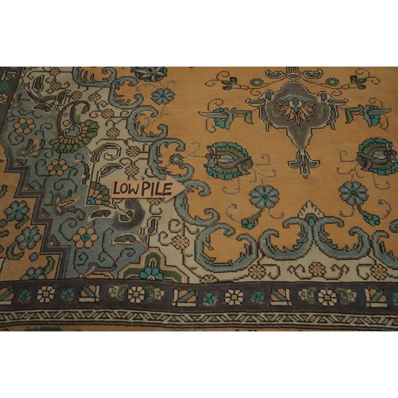 Hand Knotted Oriental 100% Wool Carpet Traditional Floral Oranges & Rust Tabriz Area Rug - 12' 10'' X 9' 9''
