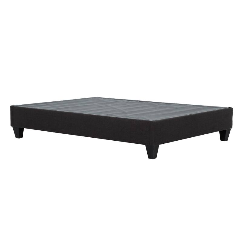 Modern Dark Grey Upholstered Platform Bed Frame, Queen