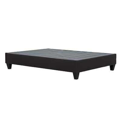 Modern Dark Grey Upholstered Platform Bed Frame, Queen