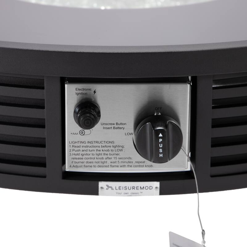 Walbrooke Modern Round Aluminum Frame Fire Pit Table with Powder-Coated Finish, CSA-Certified, and Tempered Glass - 29