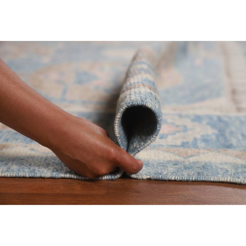 Hand Knotted Oriental 100% Wool Carpet Transitional All-Over Navy Blue & Blues Oushak Area Rug - 9' 11'' X 8' 4''