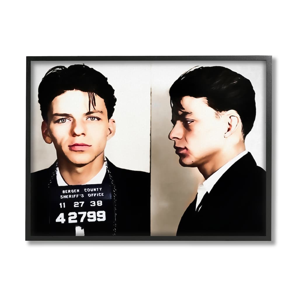 Stupell Frank Sinatra Mugshot Bergen County Jail Photography Framed Wall Art - Black