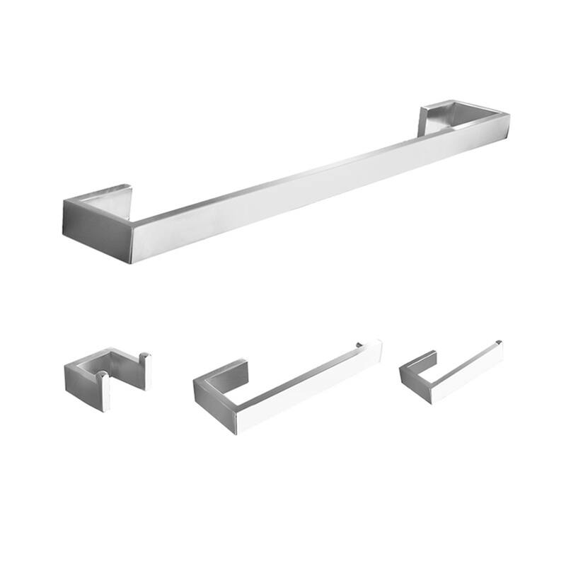 4-piece Bathroom Modern Polished Accessory set - Silver 2