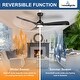 preview thumbnail 4 of 7, 52 in. Black Dimmable Ceiling Fan With Light for Patios, Noiseless Ceiling Fan with Remote APP Control