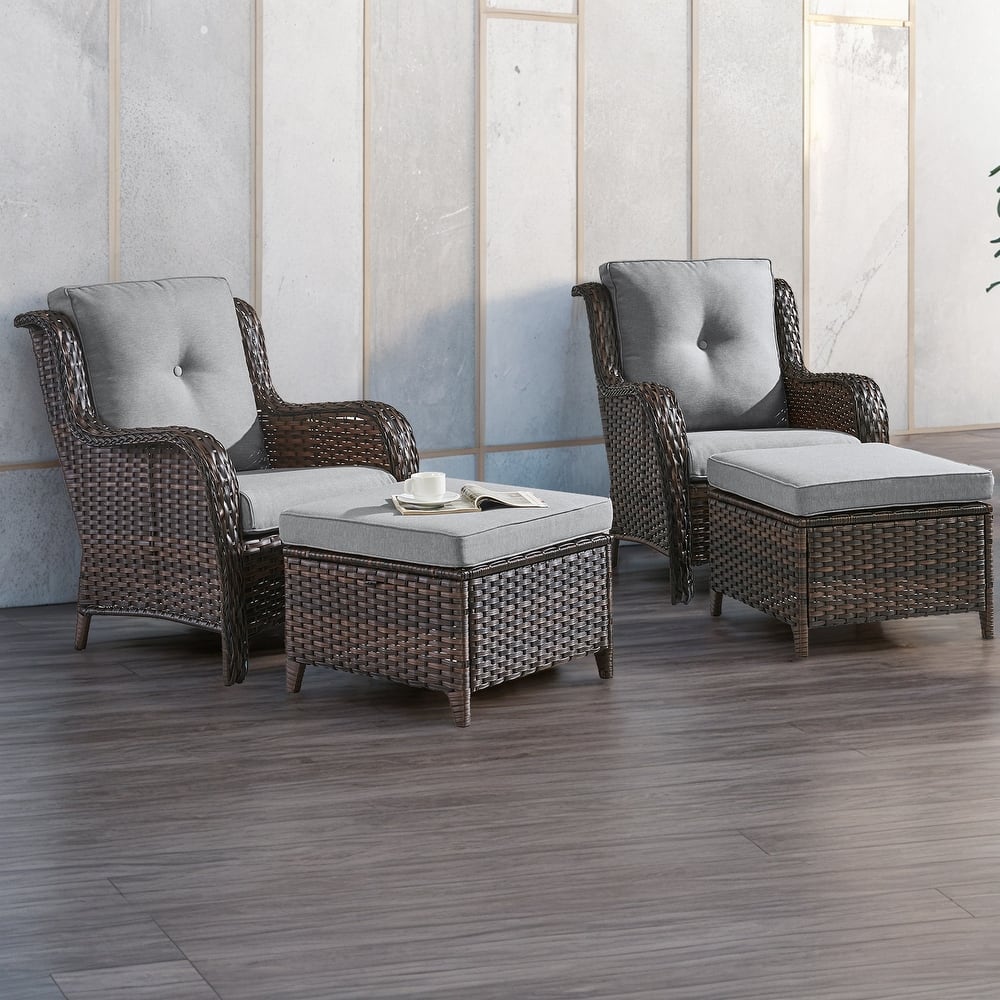 Gymojoy Outdoor Chairs with Ottoman Set of 4