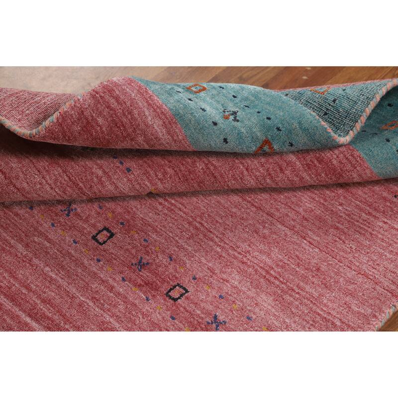 Hand Knotted Oriental 100% Wool Carpet Tribal Animal Pictorial Pink Gabbeh Area Rug - 5' 10'' X 3' 11''