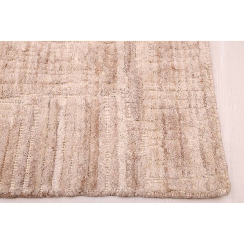 ECARPETGALLERY Hand Loomed Elysian Beige Wool Rug - 8'0 x 9'10