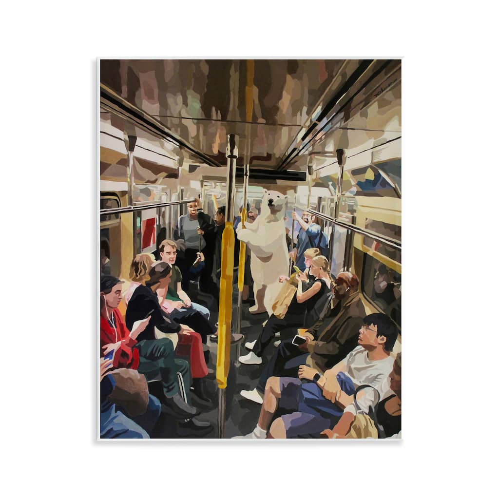 Stupell Polar Bear on Subway Wall Plaque Art Design By Keith Thomson