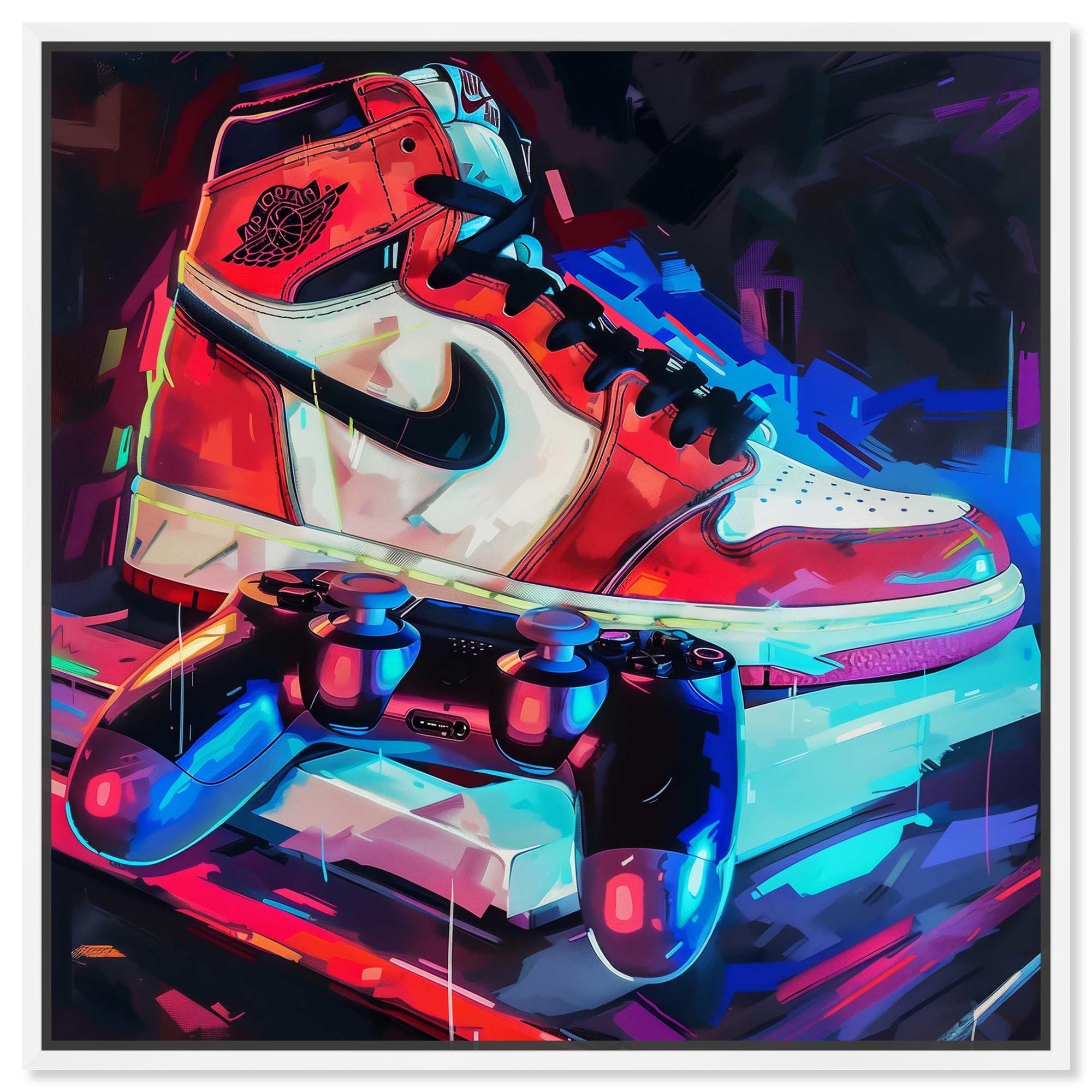 Gaming and Style Canvas Sneaker Art Print by Art Remedy
