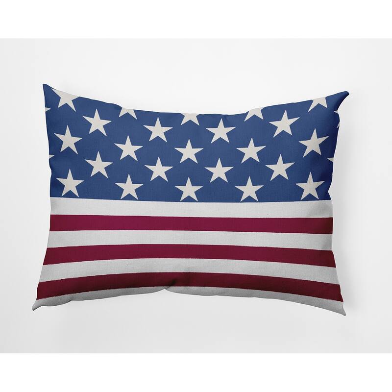 July 4th USA Flag Decorative Throw Pillow - 14" x 20" - Nautical Navy