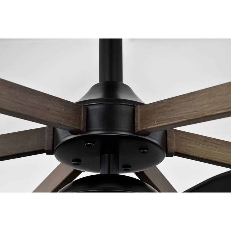 Nicklas 26-inch Matte Black and Imitation Wood 6 Lights 3 Blades Lighted Ceiling Fan with Remote