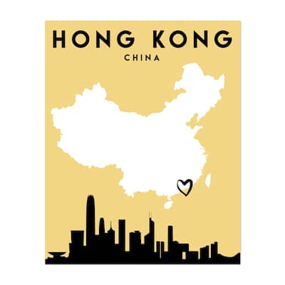 Hong Kong China Hong Kong Heart City Map Maps Urban Art Print/Poster ...
