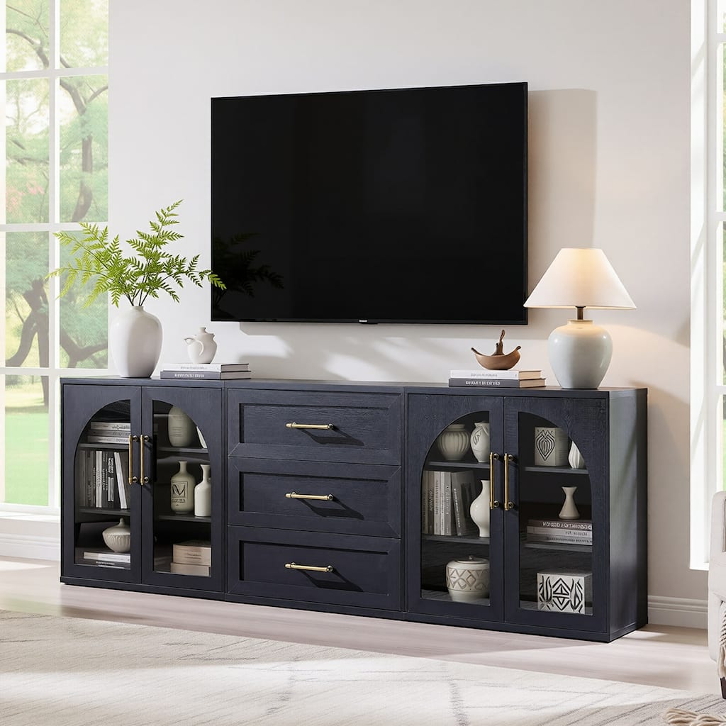 Modern Combined TV Stand w/ Adjustable Shelf, Buffet Cabinet Set of 3