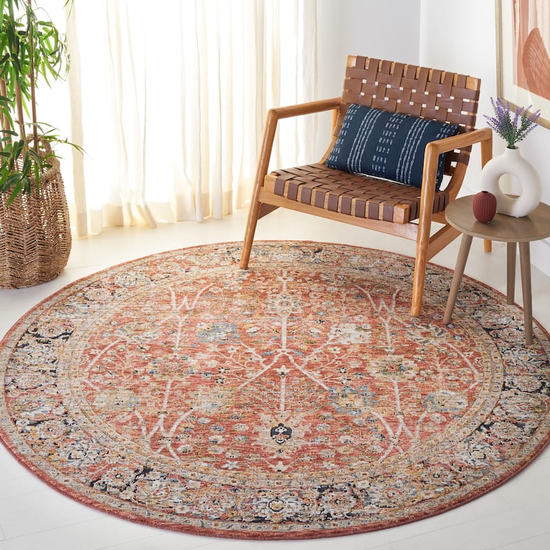 SAFAVIEH Silverado Viva Vintage Oriental Rug - 6'4" Round - Rust/Blue