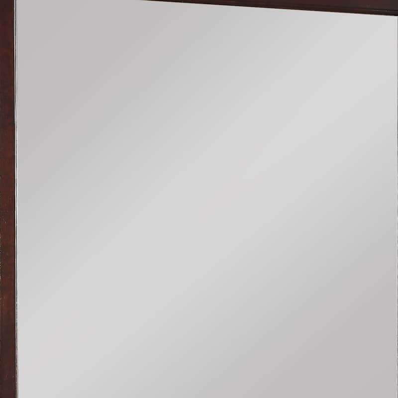Rectangular Molded Wooden Frame Dresser Top Mirror, Cherry Brown and Silver