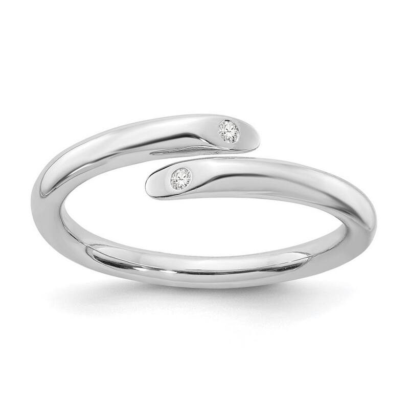 Curata 925 Sterling Silver Polished White Ice .02ct. Diamond Ring