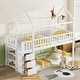 preview thumbnail 3 of 9, House Bed with Roof Design Twin/Twin House Bunk Bed With Shelves And Drawers,Sturdy Construction Loft Bed