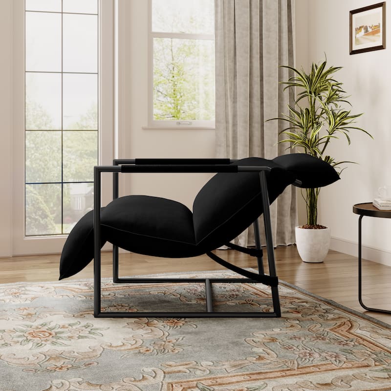 Metal Sling Accent Chair Armchair with Adjustable Headrest