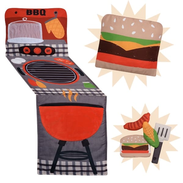 slide 2 of 11, Lambs & Ivy Interactive 2-n-1 Soft Toddler Hamburger/Barbeque Pillow Play Set