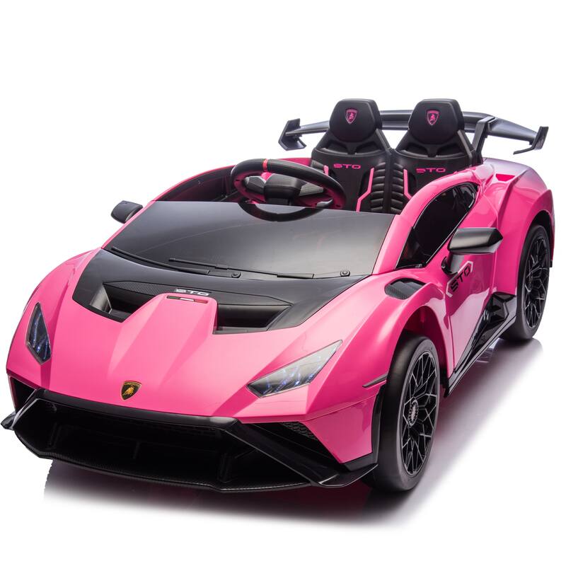 Lamborghini Huracan Sto 24V Kids Electric Ride-On Drift Car:Speeds 1.86-5.59 MPH,Ages 3-8, Foam Front Wheels,Drift Feature - Pink
