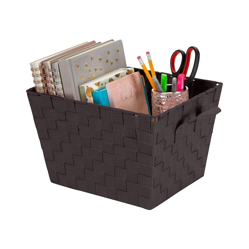 Simplify Small Woven Storage Bin in Chocolate - 10"x12"x8"