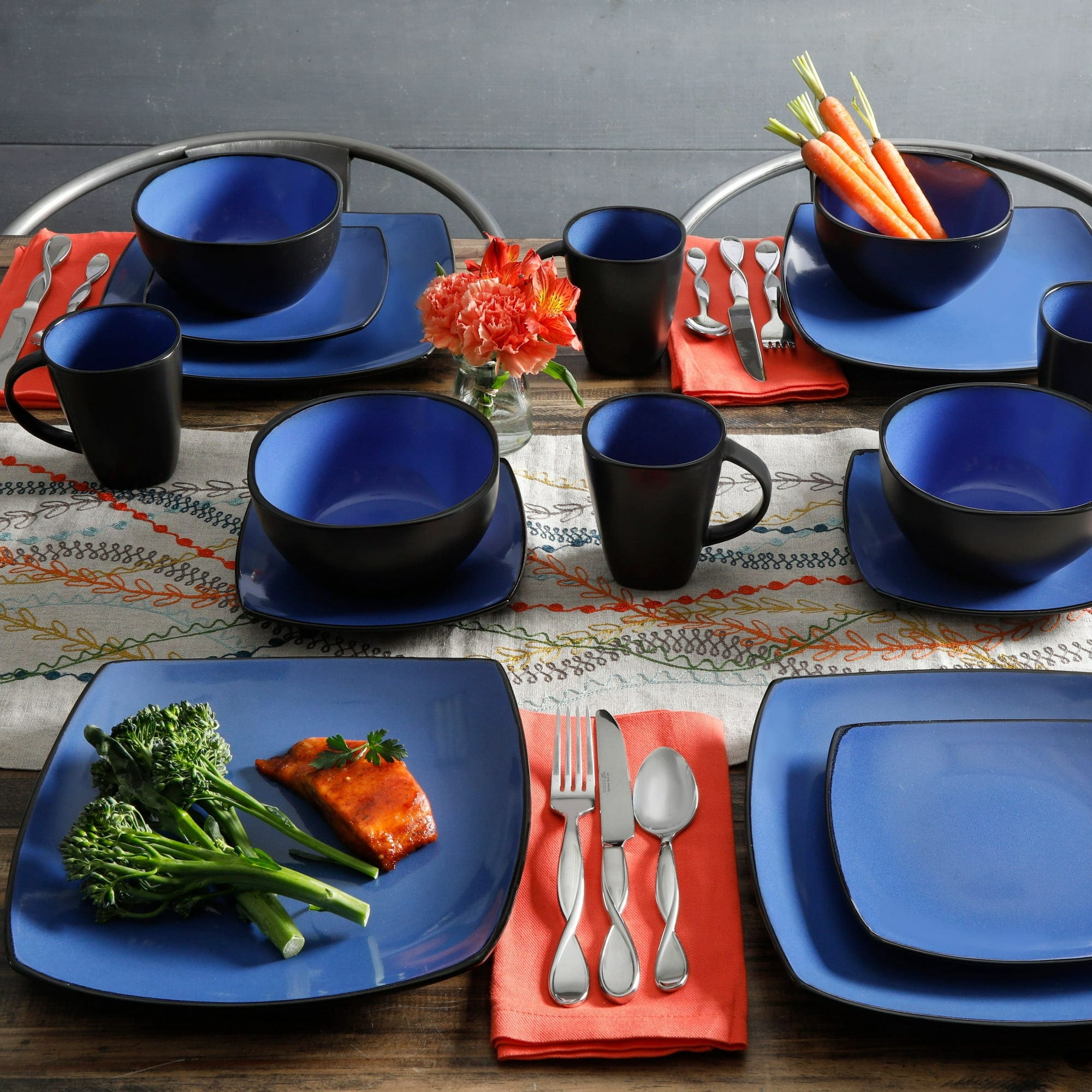 16 Piece Square Porcelain Dinnerware Set in White Bed Bath Beyond 37421689