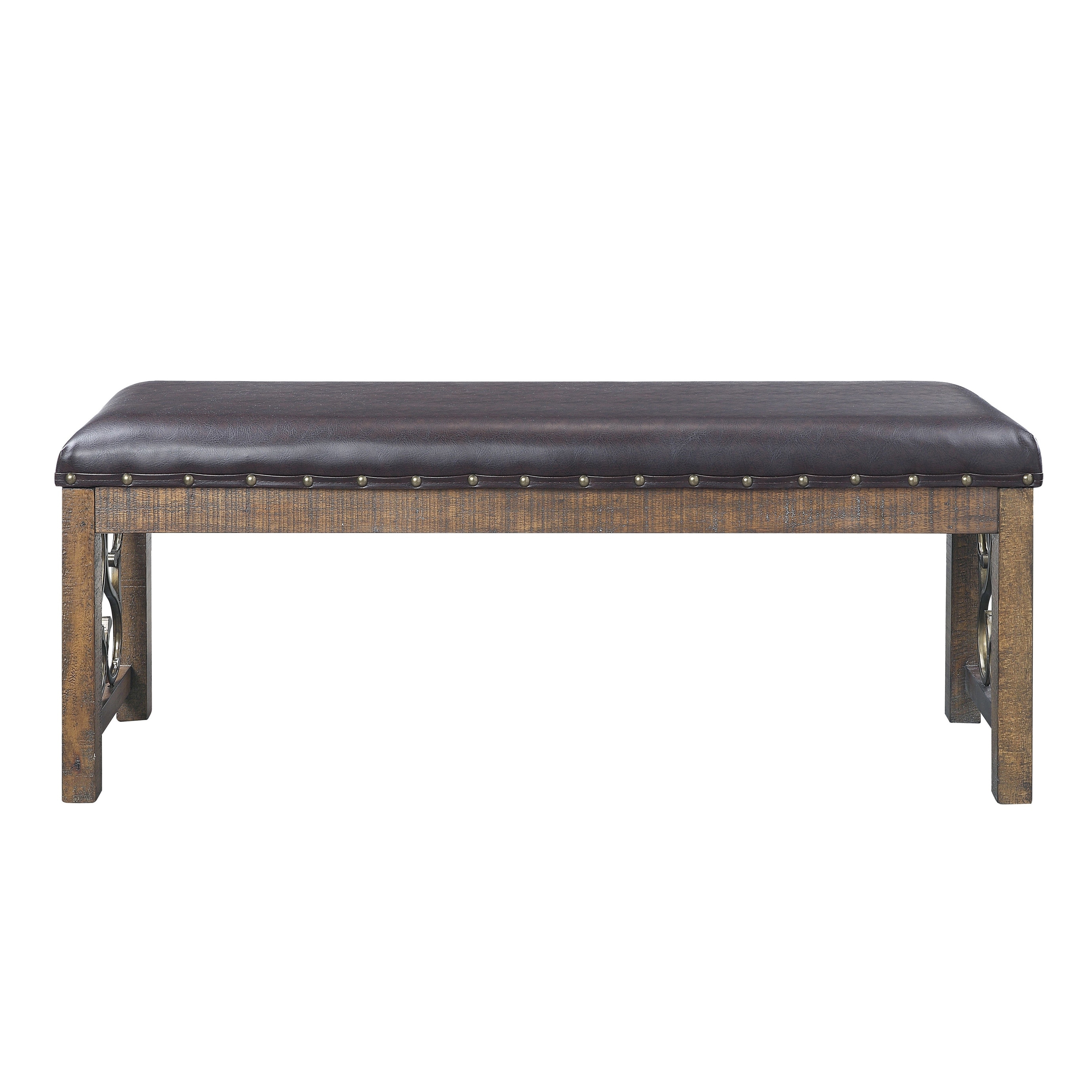 Bench With Nailhead Trim In Black And Weathered Cherry Finish