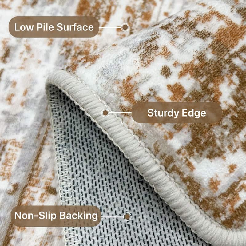 Mcow Modern Collection Low-Pile Machine-Washable Non-Slip Area Rug