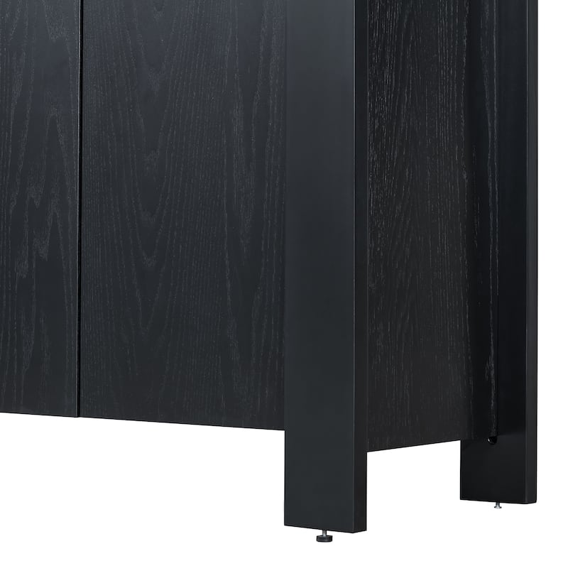 Buffet Cabinet with Storage, 4-Door Retro Wood Sideboard with Distressed Finish and Adjustable Shelves