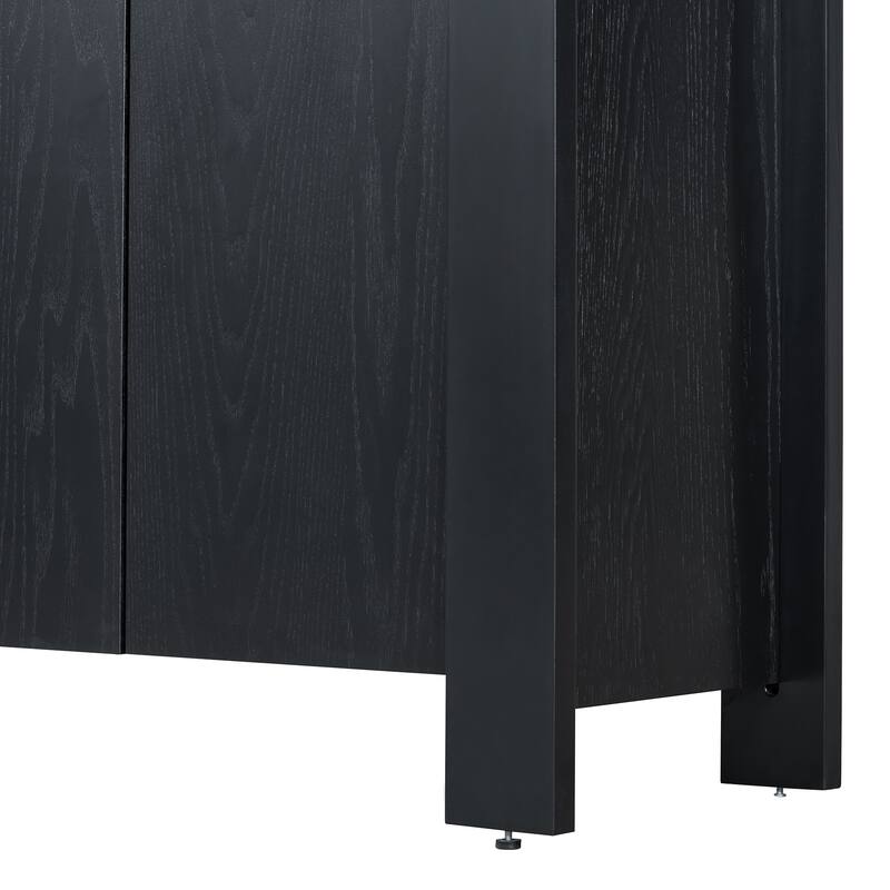 Retro 4-Door Sideboard with Distressed and Adjustable Shelves