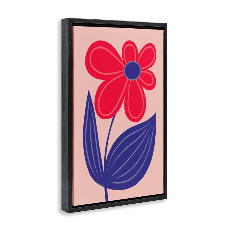 Stupell Playful Bold Red Daisy Framed Floater Canvas Wall Art Design By Martina Pavlova