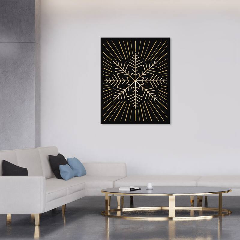 Wynwood Studio Canvas Holiday and Seasonal Snowflake Star Holiday Night Black Glam Wall Art Canvas Print - 30 x 36