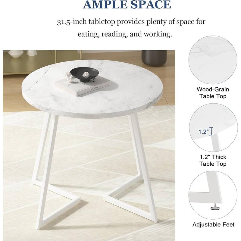 VECELO Round Dining Table, Metal Frame Dining Chairs, Modern Dining Table and Chairs Set for 2-4 People, 3 Options