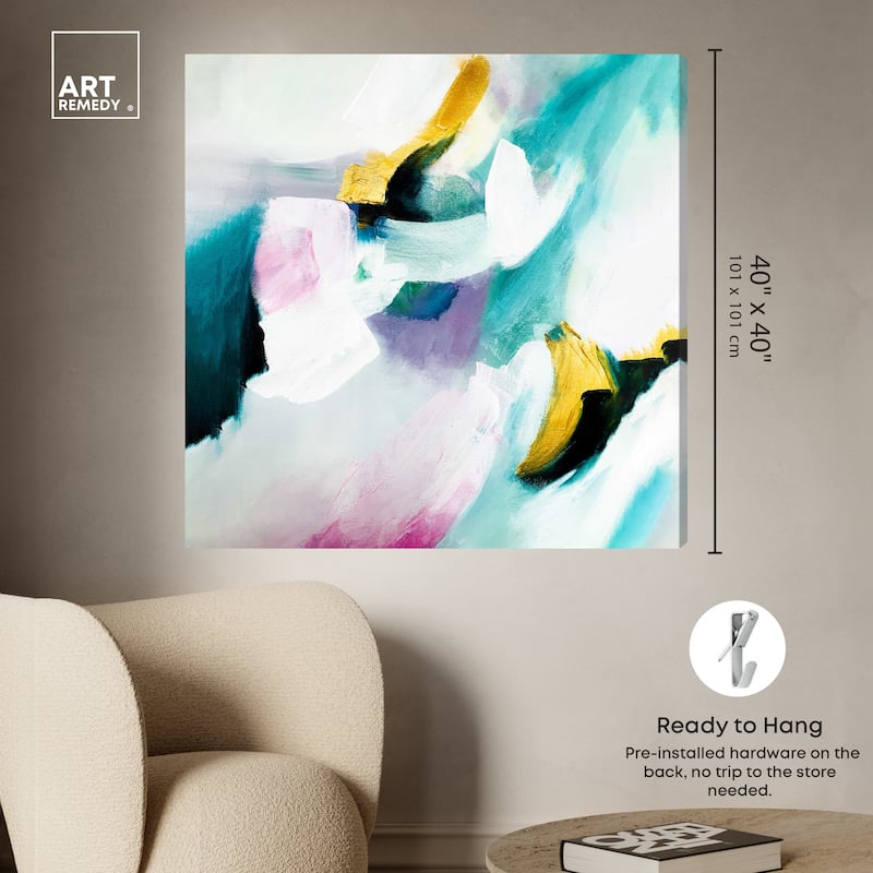 Art Remedy Still Violas Ii Gallery Wrapped Blue Abstract 1 Piece Canvas Wall Art