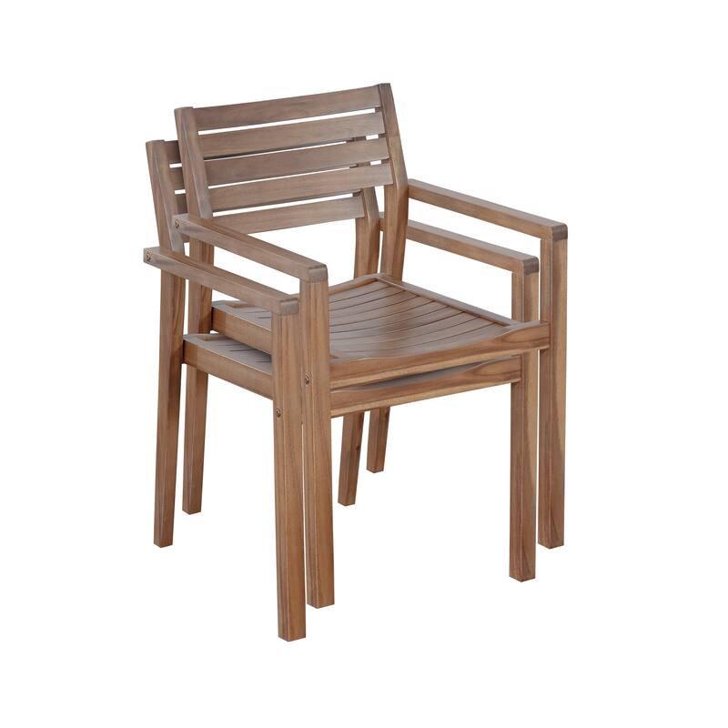 5-Piece Outdoor Acacia Wood Dining Set with Rectangular Table and Umbrella Hole for Family Gatherings