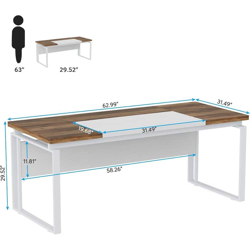 63 Inch Computer Desk Home Office Desk for Workstation (Only Table)