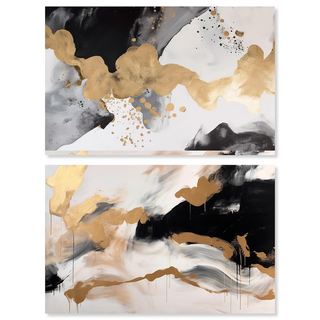 Golden Clouds Set Canvas Set of 2 by Art Remedy, Gallery Wrapped