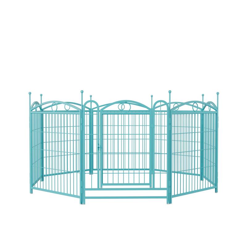 Dog Playpen 32 inch 8 Panels Metal Dog Pen Pet Dog Fence with Doors, Heavy Duty Dog Fence Puppy Pen Foldable Pet Exercise Pen