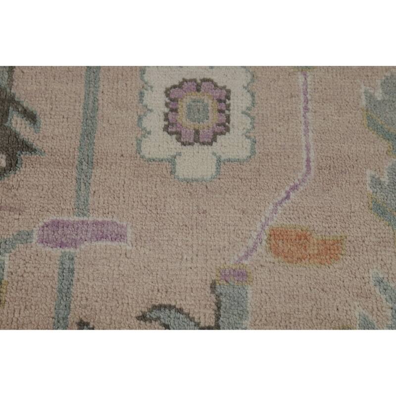 Hand Knotted Oriental 100% Wool Carpet Transitional All-Over Brown Oushak Area Rug - 11' 9'' X 8' 11''